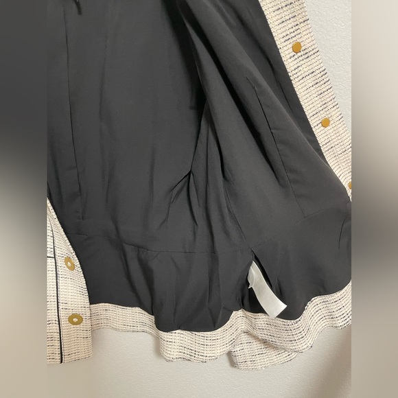 Donna Karan NY Tweed Peplum Blazer Jacket Cream Black Gold Buttons Size 8 - Picture 8 of 13